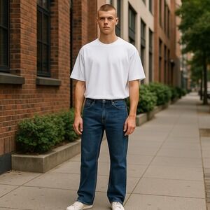 Jack & Jones Men's Jeans Dark Wash Denim Sz 36x34 Slim Straight Zip Fly Mid Rise